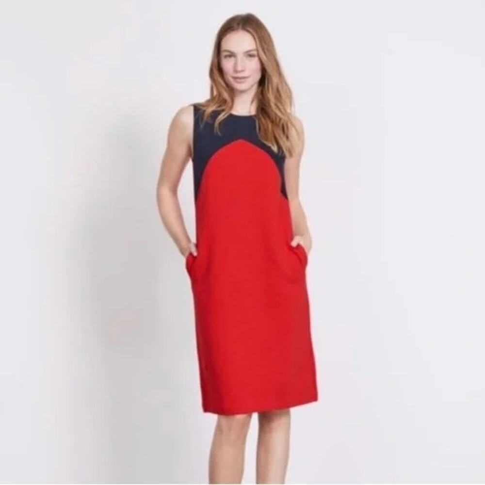 Boden Edwina Ottoman Shift Dress Ribbed Knit Color Block Workwear Crew Neck Sz 8